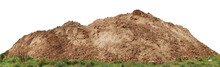 A Large Pile Of Construction Sand  On Forest Grassy Site.