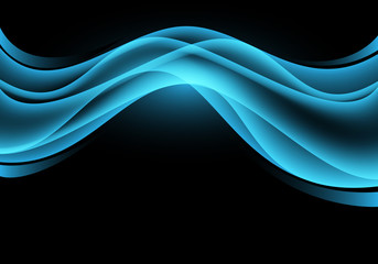 Wall Mural - Abstract blue light curve wave on black luxury design modern futuristic background vector illustration.