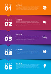Poster - vector progress five steps template