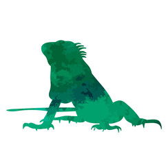 watercolor silhouette of iguana