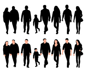 Wall Mural - vector, on white background, a set of moping silhouettes of people, men and women