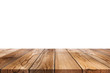 © sichon - Wooden old table or Empty tabletop isolated on white background. For your product placement or montage with focus to the table top in the foreground