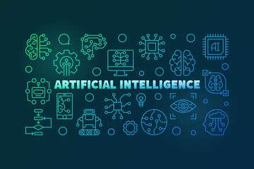 Poster - Artificial Intelligence colorful outline vector illustration