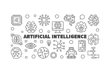Poster - artificial intelligence horizontal outline vector illustration
