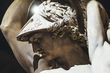 The Sculpture The Rape Of Polissena By The Sculptor Pio Fedi 1865, Is Located In Florence, At The Center Of The Loggia Dei Lanzi, Piazza Della Signoria.
