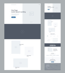Wall Mural - one page website design template for business. landing page wireframe. flat modern responsive design