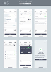Wall Mural - wireframe kit for mobile phone. mobile app ui, ux design. new ecommerce screens: cart, checkout, ord