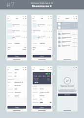 Wall Mural - wireframe kit for mobile phone. mobile app ui, ux design. new ecommerce interface: cart, order, addr