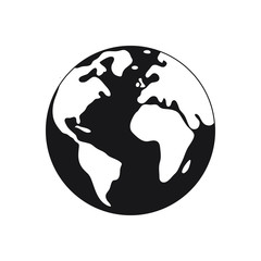 earth black and white symbol on white background