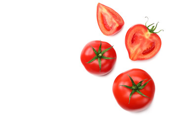 slice of tomato isolated on white background. top view