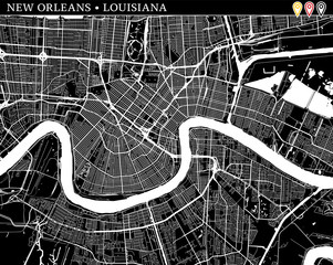 Wall Mural - Simple map of New Orleans, Louisiana