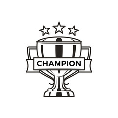 Wall Mural - champion trophy with stars monochrome logotype