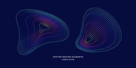Poster - vector abstract background with dynamic waves, line and particles.