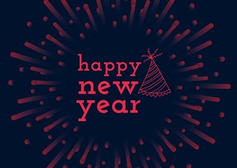 Poster - Happy New Year Firework frames the text based on the colors blue