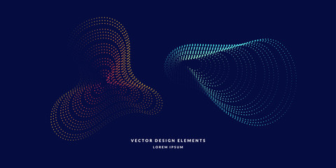 Poster - Vector abstract background with dynamic waves, line and particles.