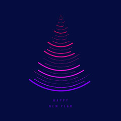 Wall Mural - illustration of a tree in form of sound waves, new year element