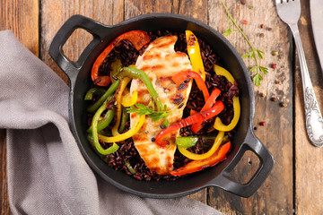 Poster - grilled chicken with rice and bell pepper