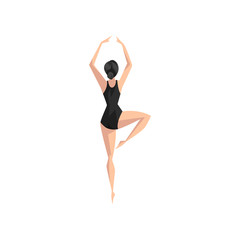 Poster - Young professional ballerina in black leotard, classical ballet dancer vector Illustration on a white background