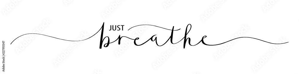 JUST BREATHE brush calligraphy banner - obrazy, fototapety, plakaty 