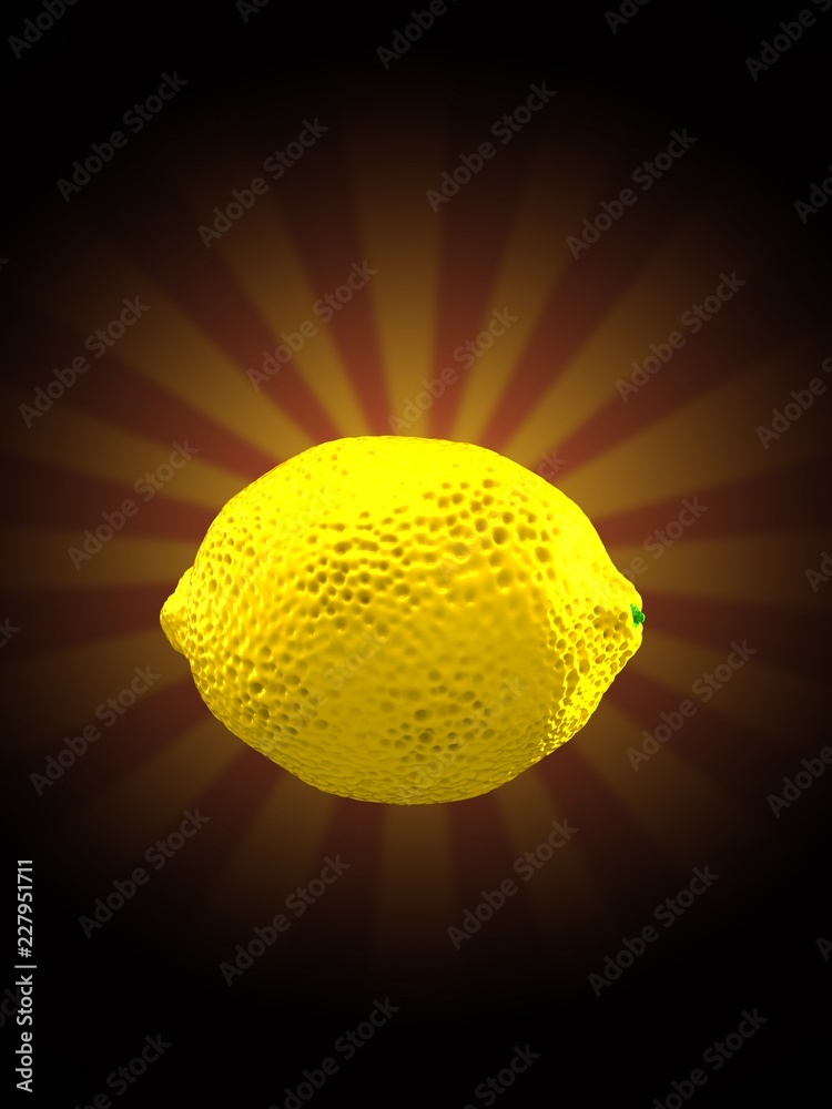 Obraz na płótnie Lemon on rays background w sypialni