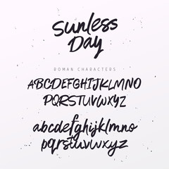 Wall Mural - Script Font. Brush painted letters. Vector hand drawn alphabet