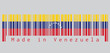 Barcode set the color of Venezuela flag, yellow blue and red with an arc of eight white stars centered on the blue band. text: Made in Venezuela. concept of sale or business.
