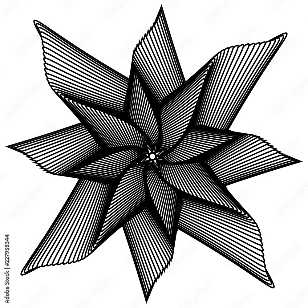 Abstract black and white circular pattern. Geometric pattern with ...