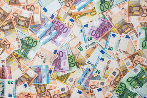 Fotomural background of all euro bills for dwsing