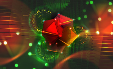 Aufkleber - Big Data Concept. Hyperspace portal. Nanotechnology elements of the Hadron Collider. 3D illustration of future digital technology.