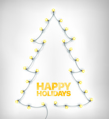 Aufkleber - Abstract Christmas tree made from lighting garland. Happy holidays