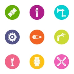 Poster - Mechanical lift icons set. Flat set of 9 mechanical lift vector icons for web isolated on white background