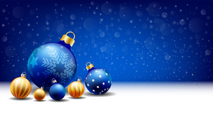 happy new year christmas snowing ball background, text input box,blue background