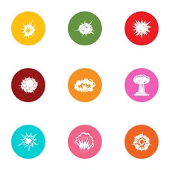 Poster - Explosion wave icons set. Flat set of 9 explosion wave vector icons for web isolated on white background