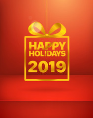 Aufkleber - Happy holidays. New 2019 year greeting card. Vector illustration
