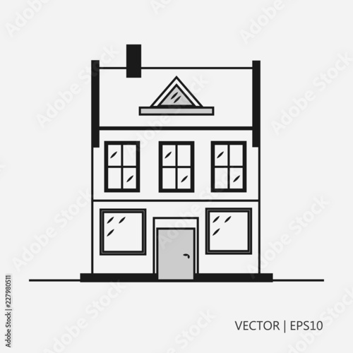 Vector Illustration Geometric House With Windwows Door And
