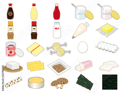 食材アイコン イラスト 調味料 乳製品 大豆製品 加工品