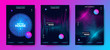 Wave Music Abstract Posters for Dance Event.