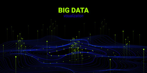 Wall Mural - wave 3d abstract background. big data visualization.