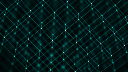 Fototapete - Block chain concept. Network connection. 3D Rendering. Big data visualization. 4k rendering.