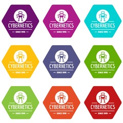 Poster - Robot toy icons 9 set coloful isolated on white for web