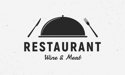 Wall Mural - Restaurant - vintage simple logo concept. Logo of Restaurant with Knife and Fork. Restaurant logo template. Grunge texture. Vector illustration