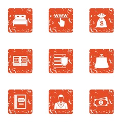 Poster - Fortune cash icons set. Grunge set of 9 fortune cash vector icons for web isolated on white background