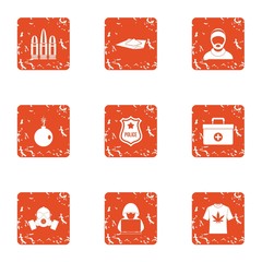Poster - Constabulary icons set. Grunge set of 9 constabulary vector icons for web isolated on white background