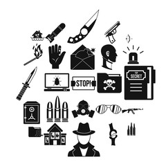 Poster - Disturbance icons set. Simple set of 25 disturbance vector icons for web isolated on white background