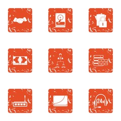 Poster - Data finance icons set. Grunge set of 9 data finance vector icons for web isolated on white background