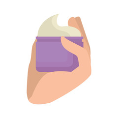 Poster - hand lifting pot with facial product