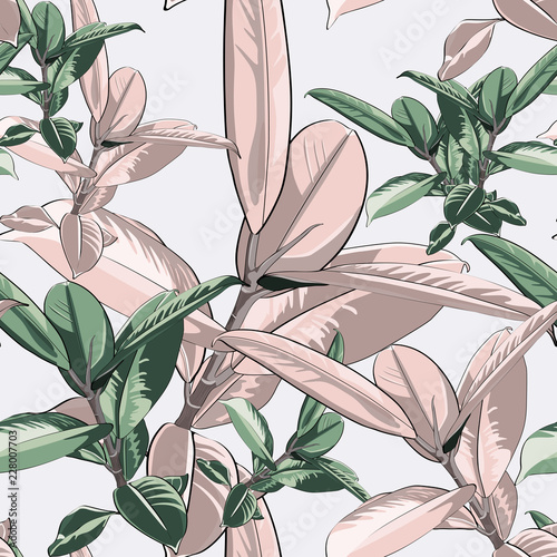 wzor-zielony-i-rozowy-ficus-elastica-pozostawia-na-jasnym-tle