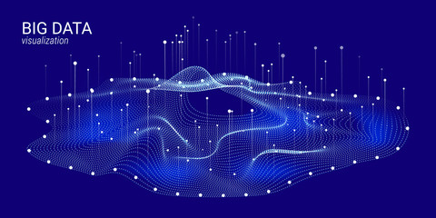Wall Mural - wave 3d big data visualization. analysis infographic.