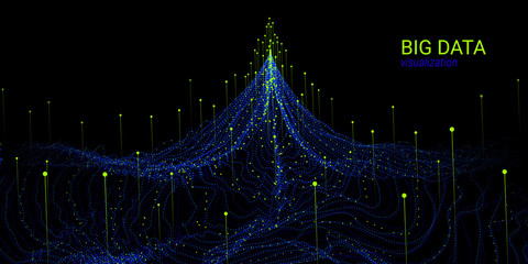 Wall Mural - wave 3d abstract background. big data visualization.