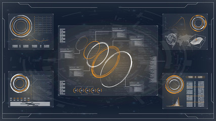 Aufkleber - Illustration. Business network concept. Hud technology innovation. Futuristic vector hud interface screen design. Computer monitor vector illustration.